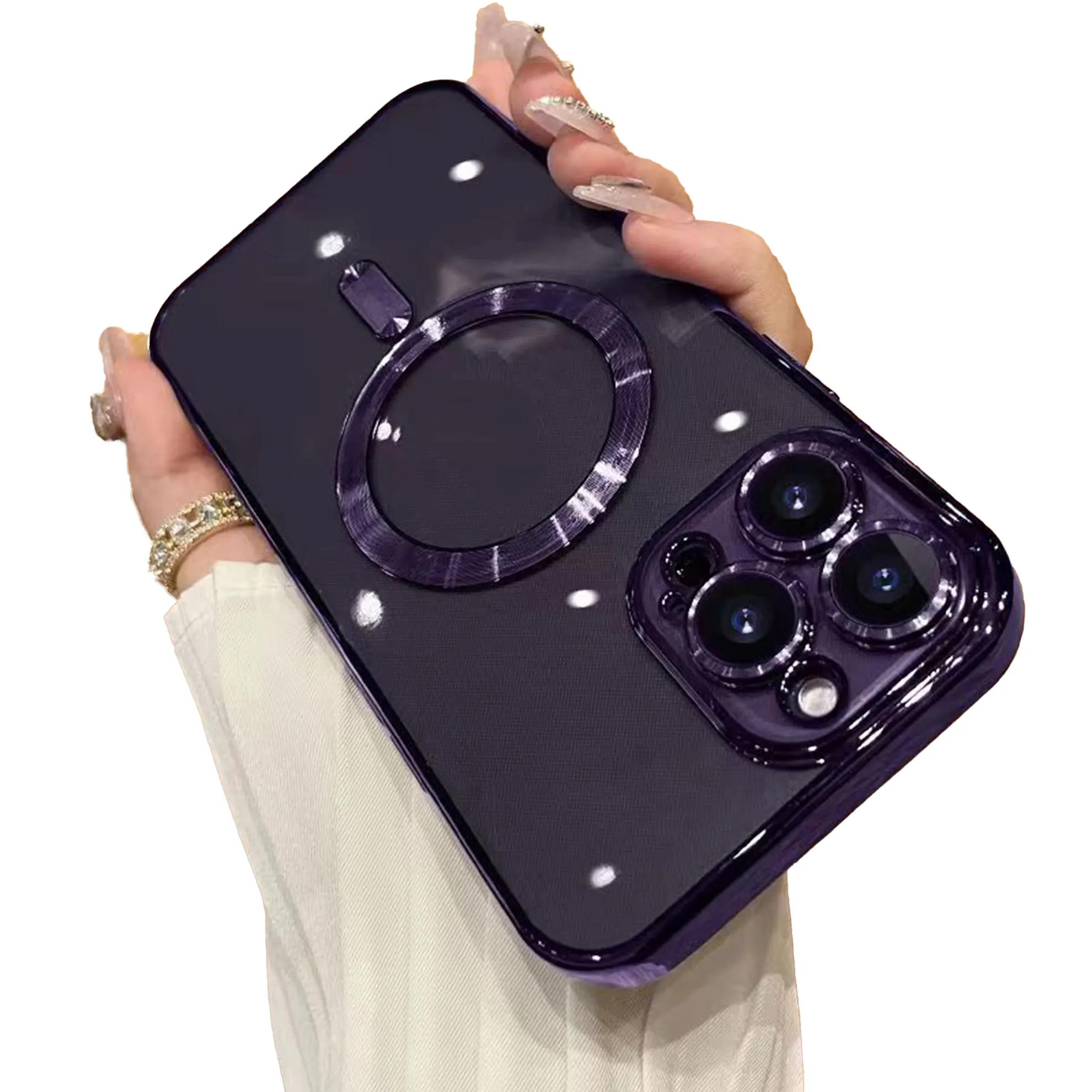 Магнитная Беспроводная задняя крышка для IPhone 15 роскошный фиолетовый ТПУ чехол для зарядки телефона для Iphone 11 12 13 14 Pro Max Plus
