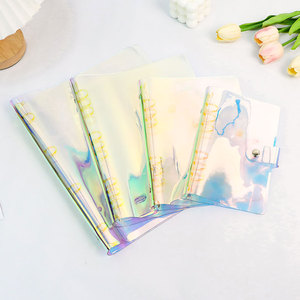 A5 6-ring binder abbagliante colore arcobaleno copertina riutilizzabile notebook con chiusura a bottone per pagine planner ad anello rilegate - Product Image 1