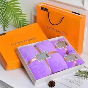 High End <strong>Dual</strong> Card Customization Solid Color Three Piece Set High-density Coral Fleece Scarf Bath <strong>Towel</strong> Set - Product Image 3