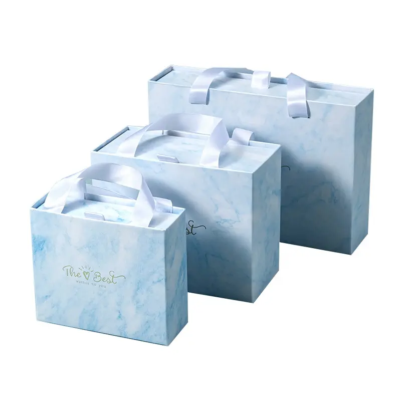 Cajas De Regalo De mármol Azul para Regalos, Cajas De Regalo personalizadas para presentación Simple y reciclaje