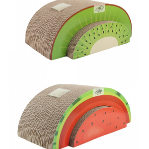AFP Hot Sales Green Rush Set of 2 Watermelon Kiwi 2 in 1 Pet <strong>Cat</strong> <strong>Catnip</strong> Cardboard Scratcher
