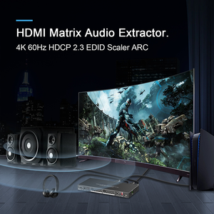Matriz HDMI de 4K60Hz con EARC D-o-lby Vision SPDIF Salida de audio óptica conmutador de matriz HDMI 4 en 2 salidas HDCP2.2 Gestión EDID