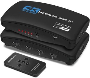 4K <strong>HDMI</strong> <strong>Switch</strong> 5port <strong>5</strong> in <strong>1</strong> Out HDMI2.0b Switcher 5x1 Box Supports 4k 60HZ RGB with IR Remote - Product Image 1