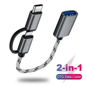 Taipuxi telefon adaptörü 2 In 1 tip C Usb C ve mikro Usb Usb 2.0 Otg adaptör kablosu - Product Image 2