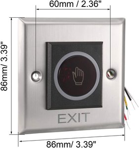 <strong>IR</strong> Touchless Door Release <strong>Exit</strong> <strong>Button</strong> NO/NC/COM Sensor Switch with LED Indicator for Access Control 86mmx86mm Panel 12V 3A - Product Image 4