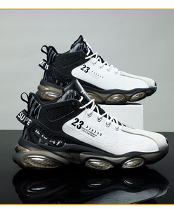 Mùa xuân mới của nam giới thoáng khí da cao-top Giày bóng rổ thể thao chạy Sneakers với chiều cao tăng thiết kế - Product Image 3