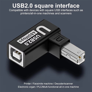 Adaptador de impresora USB 2,0 USB 2,0 macho a hembra 90 grados USB B adaptador de impresora convertidor de enchufe de extensión para Escáner de impresora