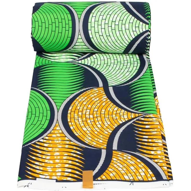 Tissu Africain Doré Orange Ankara de Haute Qualité