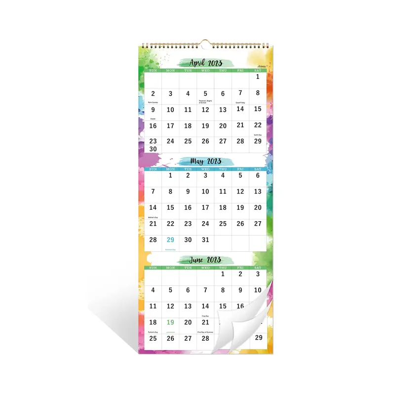 11 Inch x 26 Inch ARGE Vertical alendar con rinhick aper enjuaging Wtodos los Calendar 2023-2024