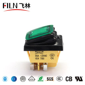 FILN Waterproof IP67 KCD4 DPST 4 Pins on OFF 24 Volt <strong>20</strong> <strong>Amp</strong> Illuminated Rocker <strong>Switch</strong> with Led Light - Product Image 4
