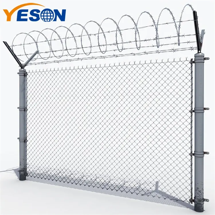 Chain Link Fence Top with Barbed Wire