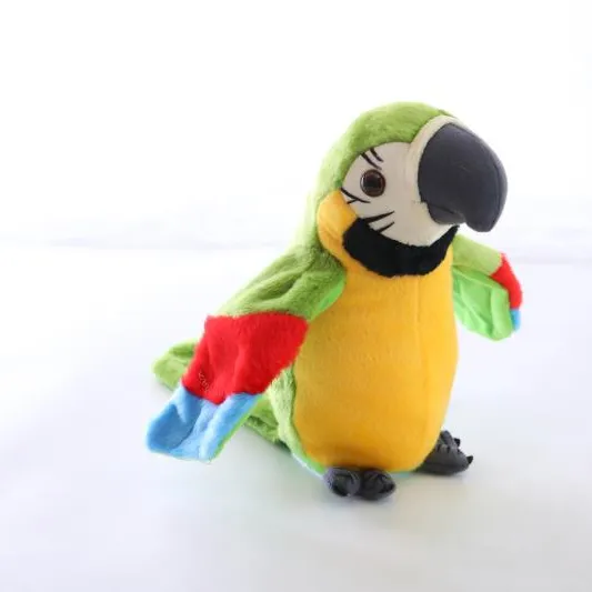 Cute Electric Talking Parrot Plush Toy Speaking Record Repeats Waving Wings Electric Bird Stuffed Parrot toy As Gift For Kids
