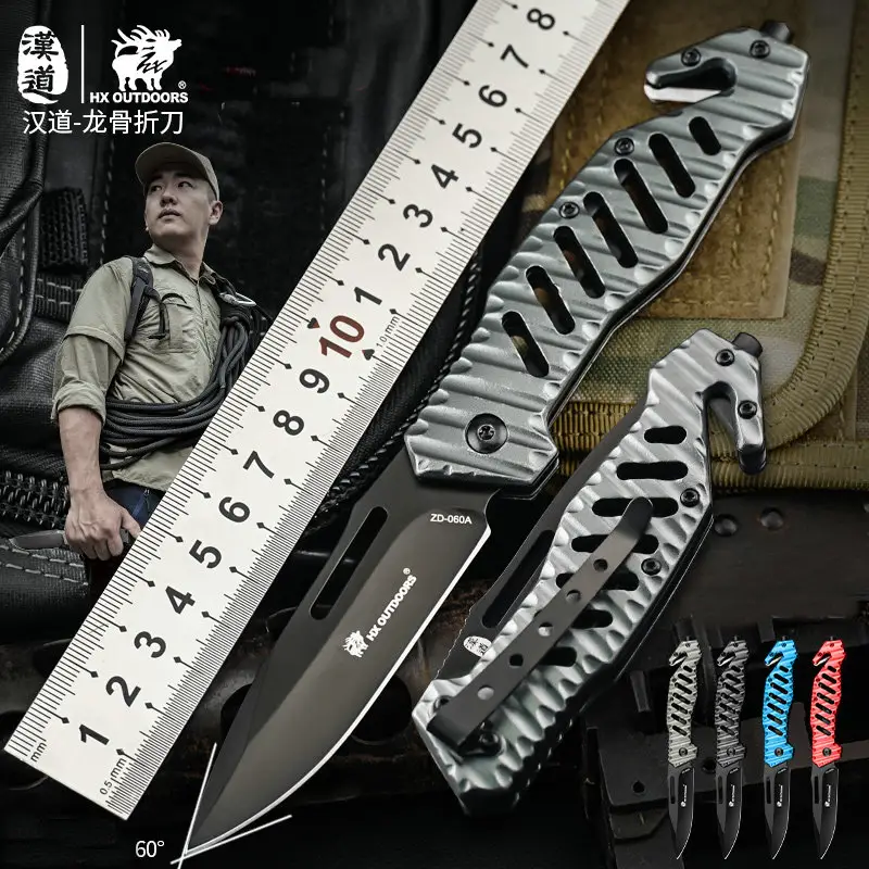 HX-cuchillo plegable para exteriores, mango de aleación de aluminio de 440 hojas para acampar, cazar, supervivencia táctica, herramienta EDC, envío directo