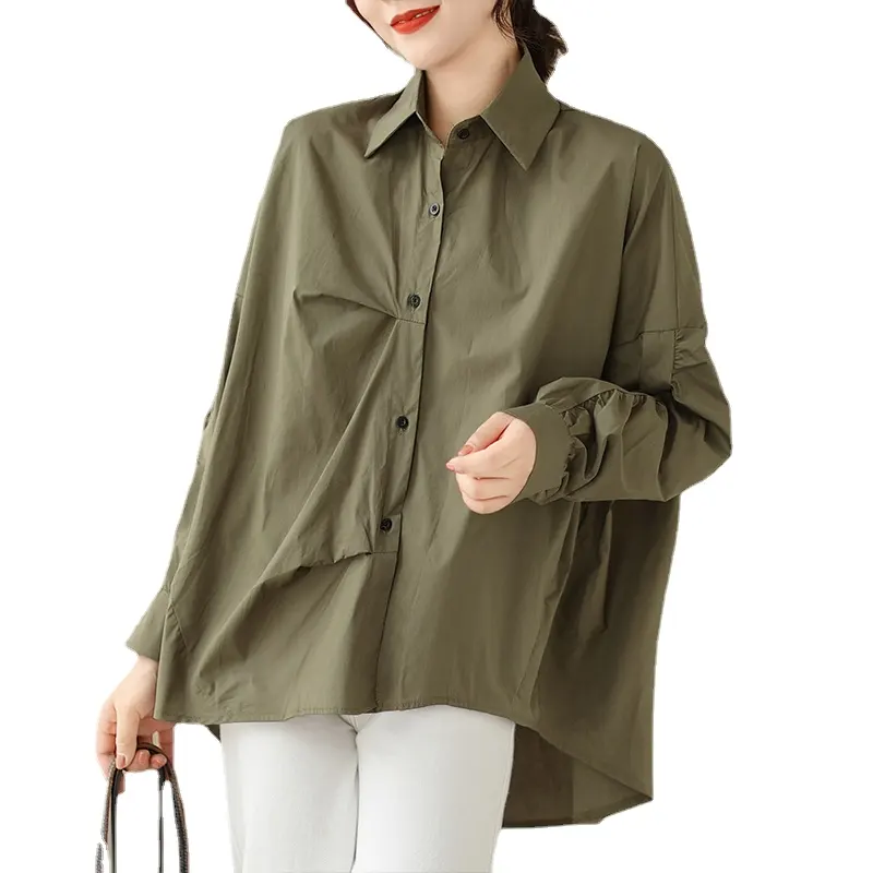 Boutique al por mayor 2023 otoño moda, casual, elegante y cómoda nueva falda Irregular suelta camisa de mujer sólida