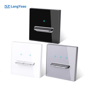 LangYeao 1/2/3/4ギャング1/2ウェイ強化ガラススイッチパドルボタンパネル、LEDライト付き86トグルウォールスイッチ13A - Product Image 1