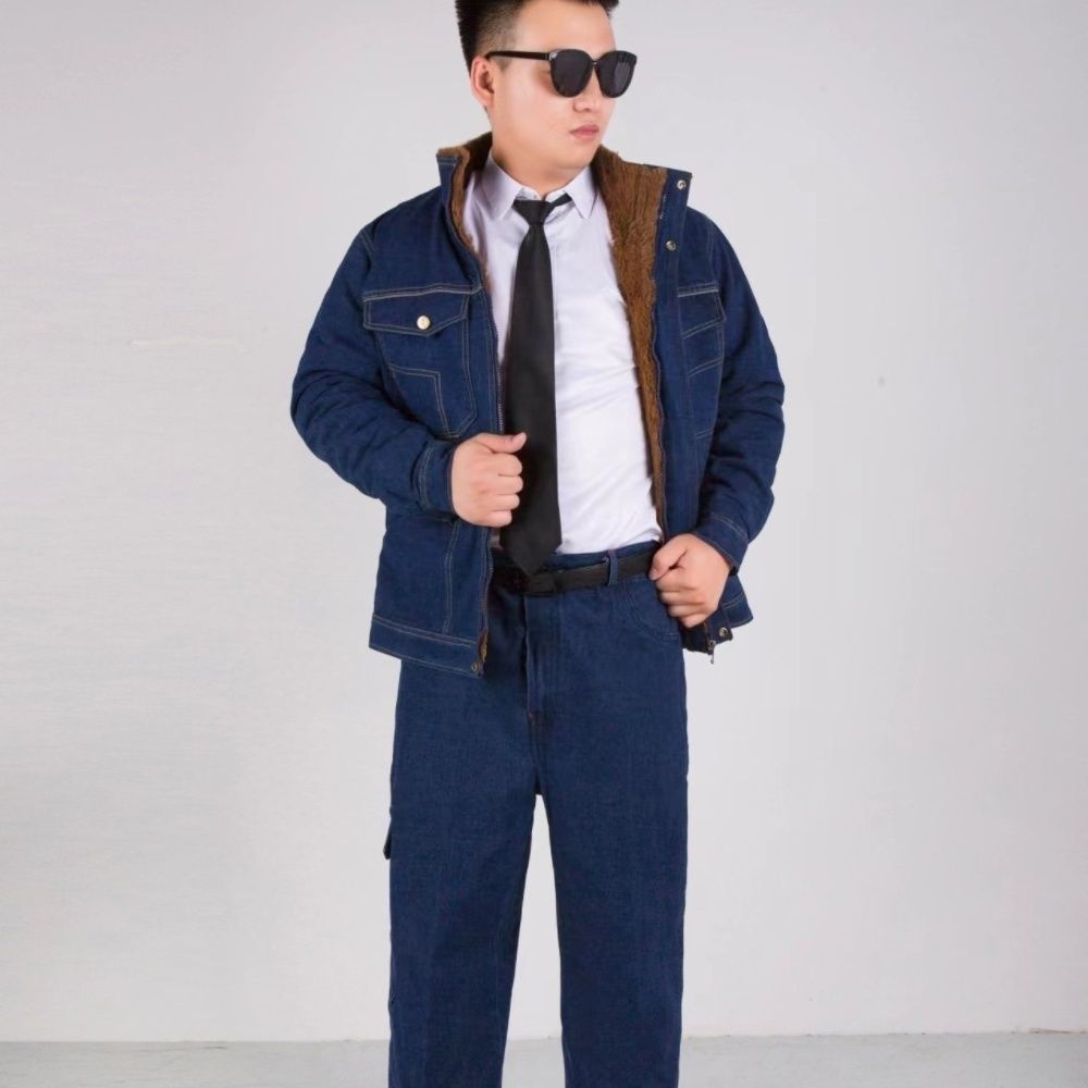 Top individual de denim acolchado con forro polar - m-165