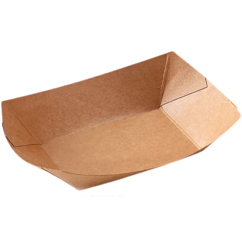 स्नैक पेपर फूड ट्रे के लिए ब्राउन पेपर बोट पेपर फूड ट्रे बायोडिग्रेडेबल पीएलए फूड पैकेजिंग बोट बॉक्स