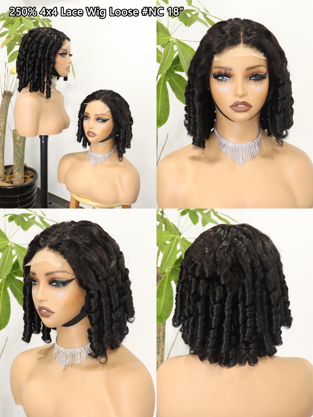 4x4 lâche perruque bouclée de printemps