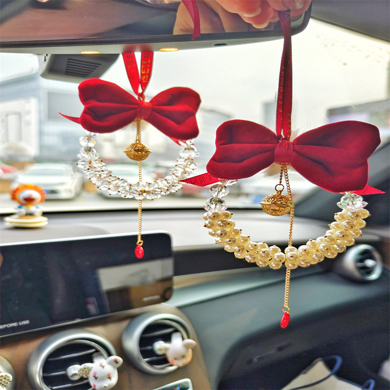 Pendentif cristal noeud rouge - style cloche