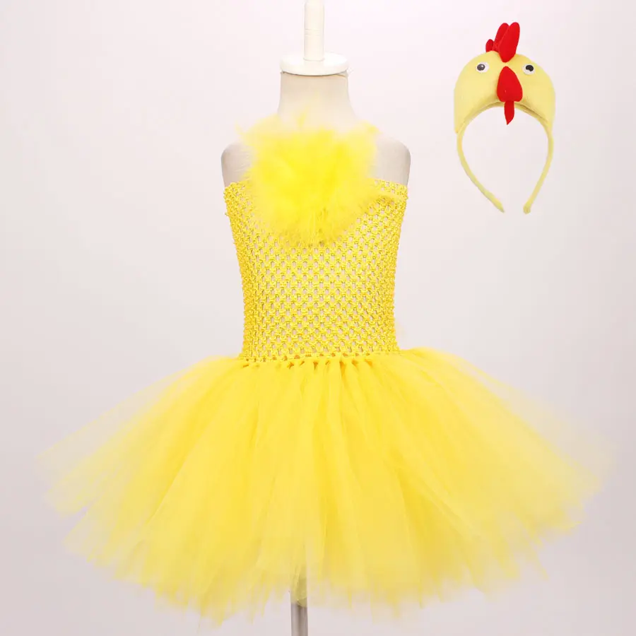 Fantasia de cosplay para meninas, design popular galinha amarela traje de roupa bebê bebê festa de aniversário vestido de halloween