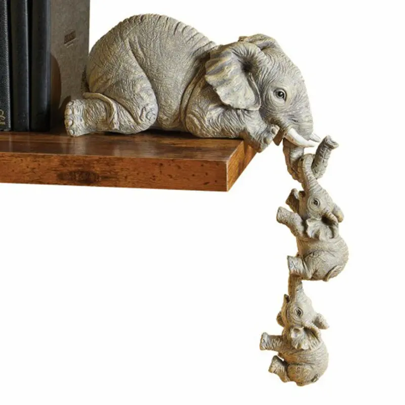 Elephant Resin Statue Decor Hanging Off The Table Outdoor Indoor Home Art Decor cute figurine elephant statue Decor