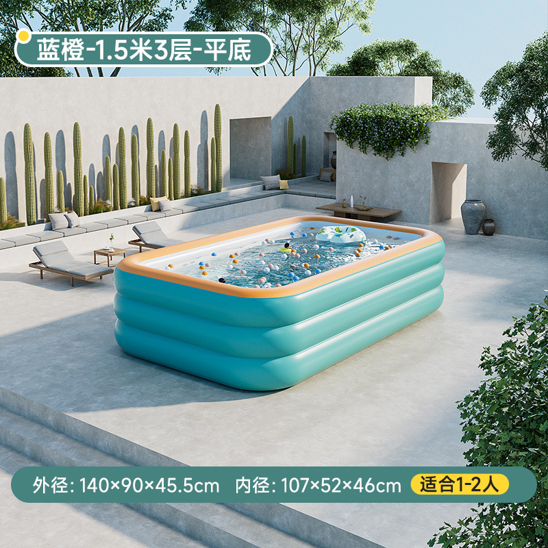 15m 3-tier blue-orange flat-bottom inflatable pool