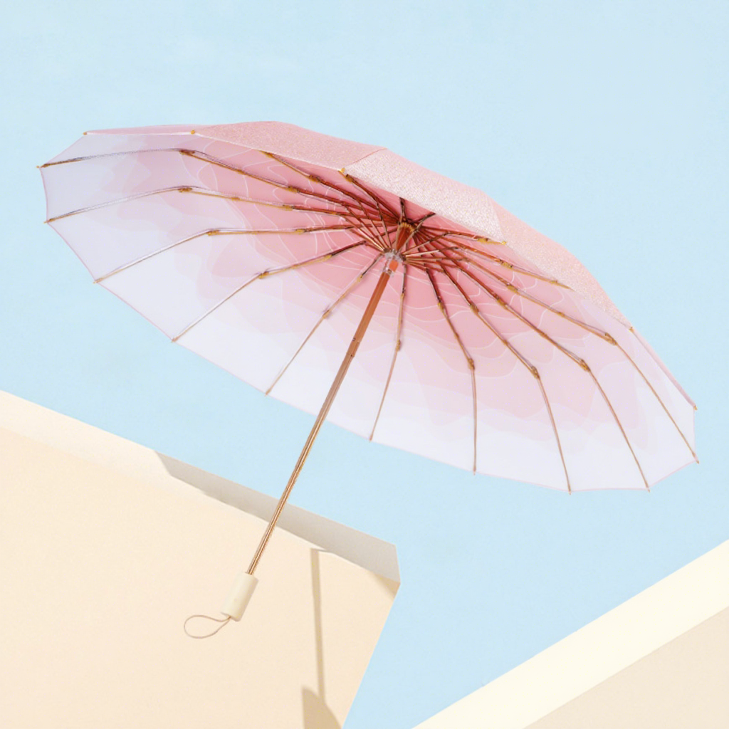 Three-fold 16-rib Peach Blossom Pink