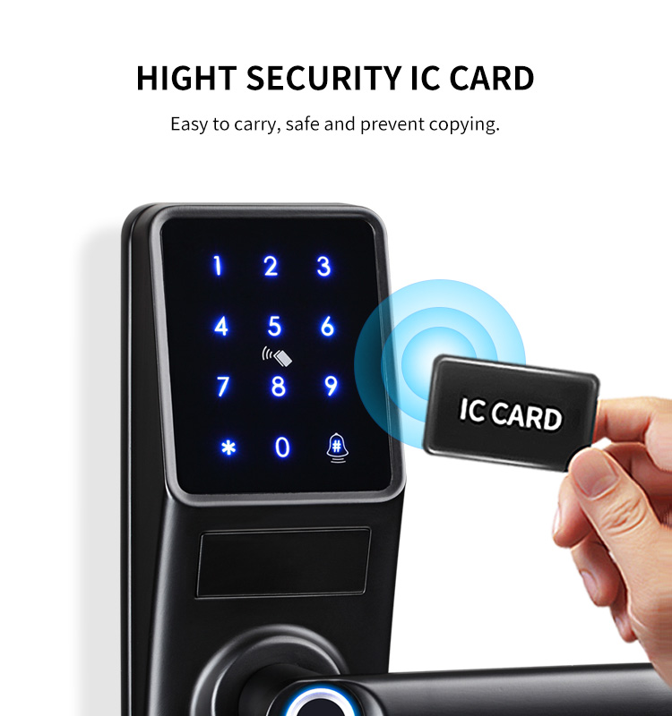 Tediton Safety APP Fingerprint Card Code Combination Smart Door Lock with Touch-Screen Keypad