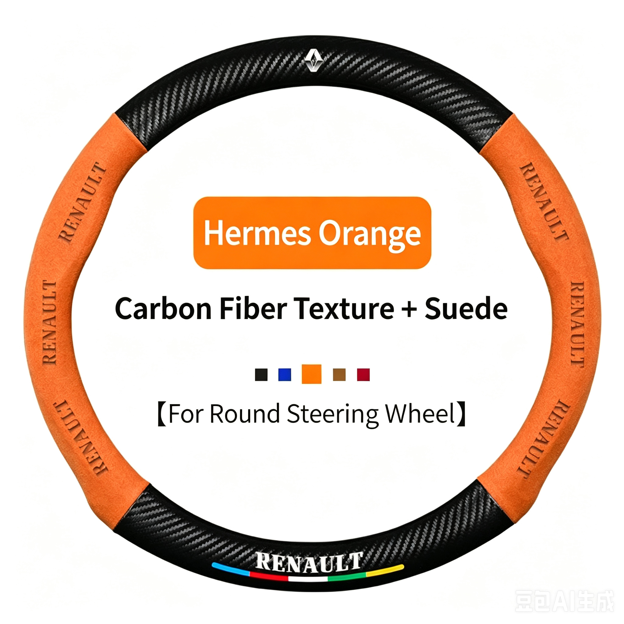 Premium Orange Round-shaped, Suede + Carbon Fiber Texture