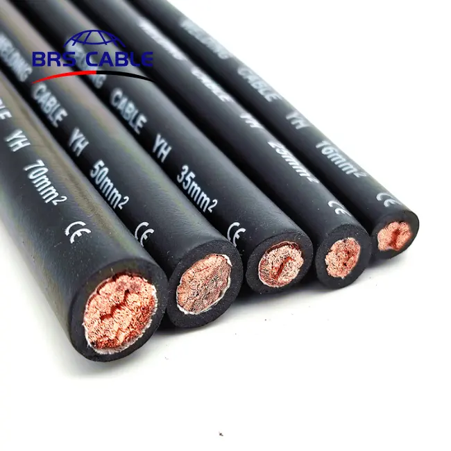 Stranded Electric Welding Cable High Speed Soft Copper Shanghai Solid Heating Insulated Wires 50mm2 70mm2 90mm2 120mm2 150mm2