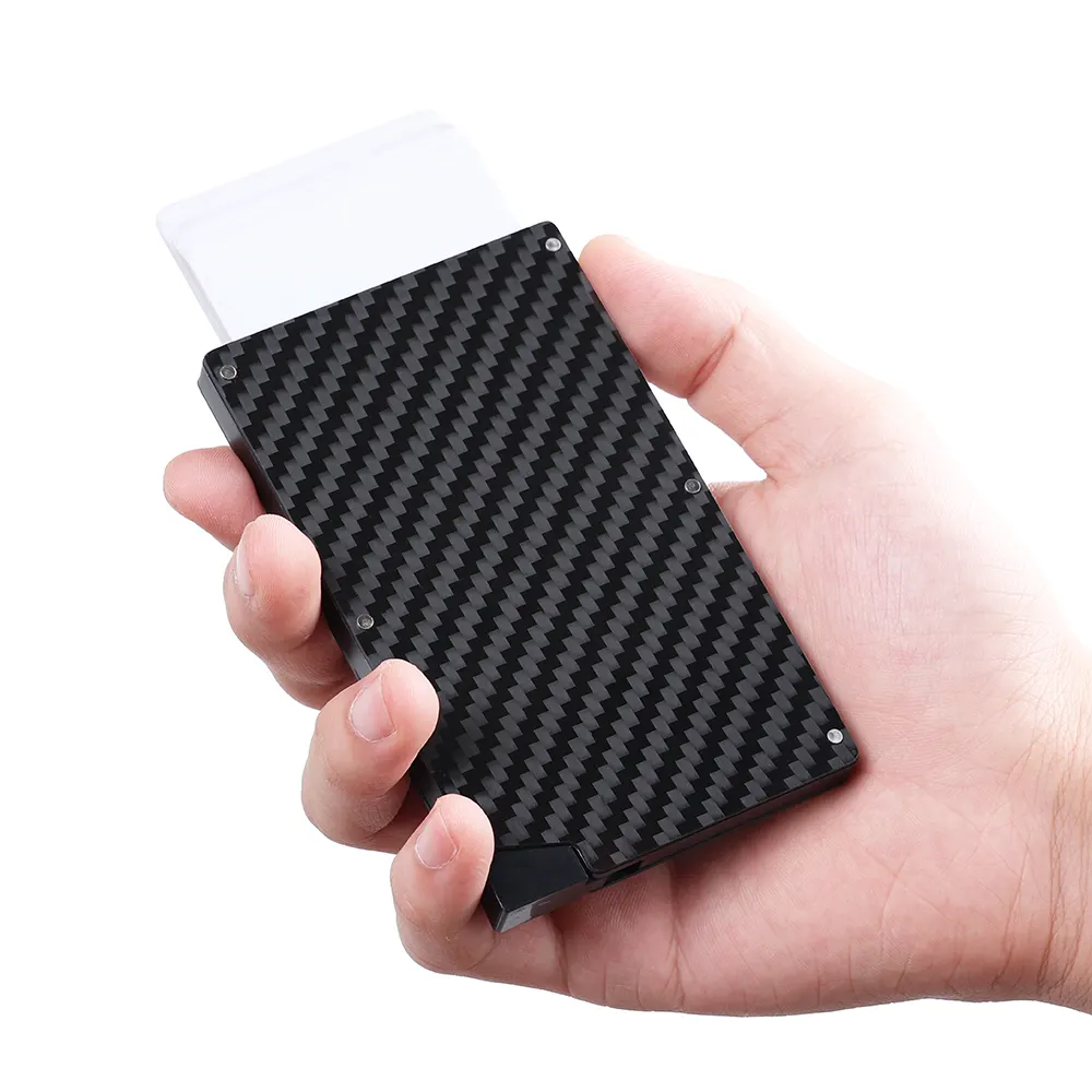2024 High Quality Carbon Fiber Wallet Men Slim Credit RFID Blocking Card Holder for 6-7 Cards