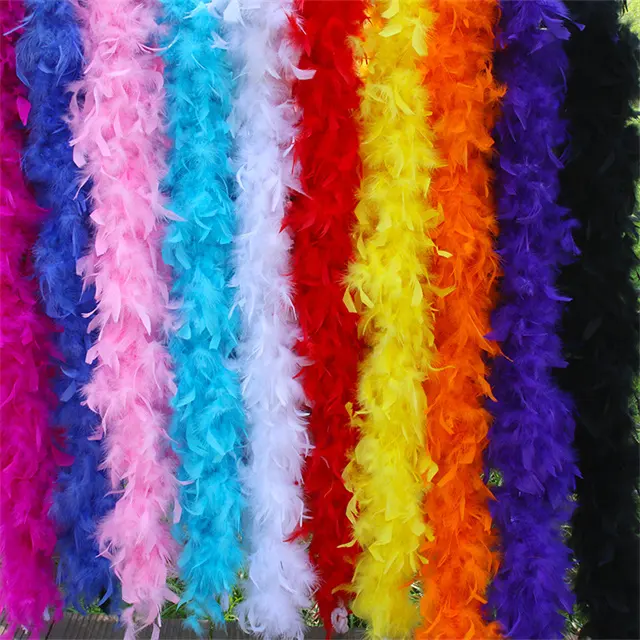 2m lange Chandelle Feather Boa Mehrfarbige Truthahn feder Boa Fluffy Thick Feather Boas für Karnevals kostüme Party kleid