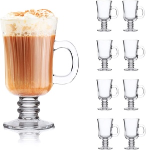 250mlアイリッシュガラスコーヒーカップアイスコーヒーガラスアイスコーヒー昇華ハンドル付き無料サンプルプレミアム品質のメーカー