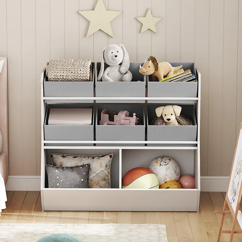 유치원 표준 도매 가격 키즈 장난감 선반 바구니 수납 주최자 패브릭 박스 나무 캐비닛