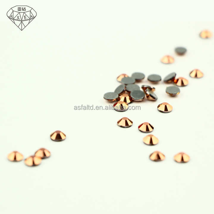 ASFA153 Diamantes de imitación Hot Fix de oro rosa Piedras de hierro y vidrio de alta calidad con buen pegamento para uñas Ropa DIY