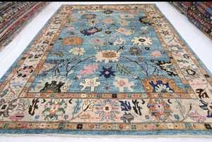 New <strong>10</strong> x 14 ft Oushak blue Area Rug Afghan Hand <strong>Knotted</strong> Veg Dye Wool Living Room Rug customize rugs available Wholesale Price