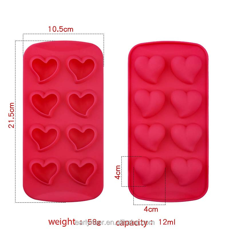 Bandeja de hielo en forma de corazón (rosa roja)
