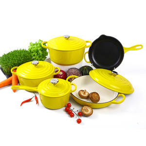 Chất lượng cao 5 Piece men gang <span class=keywords><strong>Cookware</strong></span> <span class=keywords><strong>Set</strong></span> soong Hà Lan lò súp & chứng khoán chậu chiên chậu và chảo Bộ - Product Image 3