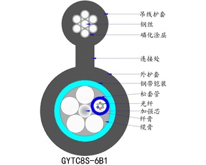 ตัวอย่างฟรี1เมตร GYXTC8Y มินิรูป8 2 4 8 12 24แกนสายเคเบิลเครือข่ายใยแก้วนำแสงอินเทอร์เน็ตทางอากาศและแลน