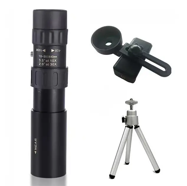 Binóculos individuais hd alto, 10-300*40 zoom monocular, fabricante para caça, observação de pássaro, telescópio monocular