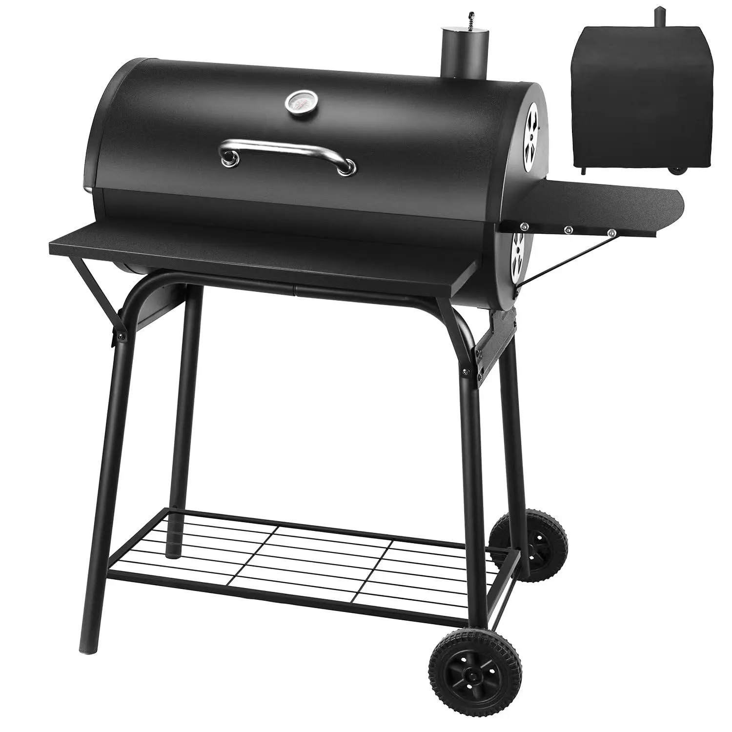 Parrilla de carbón de barbacoa para ahumador compensado al aire libre negra personalizable para uso en vagones de barril de fiesta de Camping