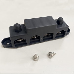 12V 250A 3 Post 4 Post Red Black <strong>Busbar</strong> Bus Bar Power Distribution Block Cover 5/16&quot; <strong>M8</strong> Stud Screw - Product Image 1
