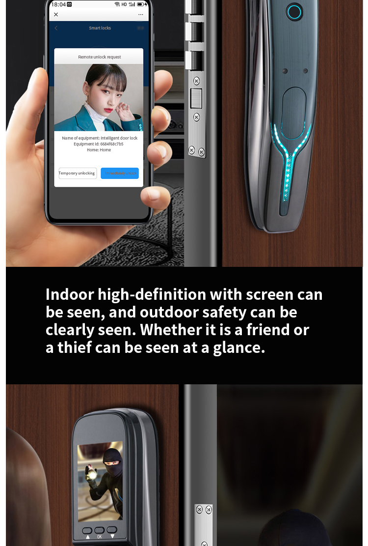 High-value face recognition intelligent door lock with multiple unlocking methods fingerprint applet password key digital lock