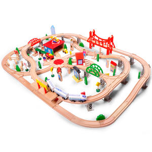 Деревянные железнодорожные рельсы и машинки, набор игрушек для детей и малышей, обучающие игрушки - Product Image 1