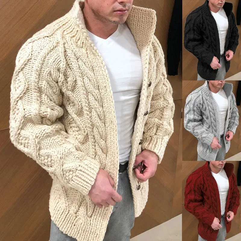 Oem moda rayas de punto de color sólido hombres diseñador suéter suéteres con soporte resistente manga larga acrílico estándar para hombres