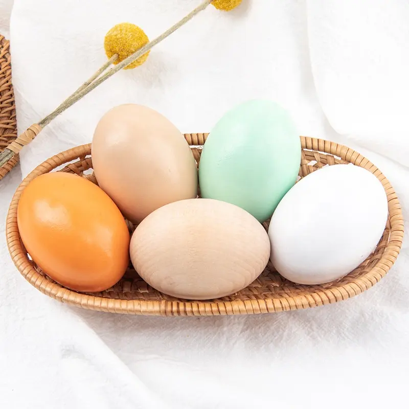 高品質木製ふり卵セットDIYロールプレイイースターエッグおもちゃモンテッソーリ教育玩具