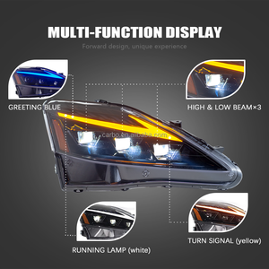 ไฟหน้า LED สีฟ้า RGB สำหรับรถด้านหน้ารถยนต์ดัดแปลงเต็มรูปแบบ IS350 2006-2012 IS300 IS250รถเล็กซัส - Product Image 2
