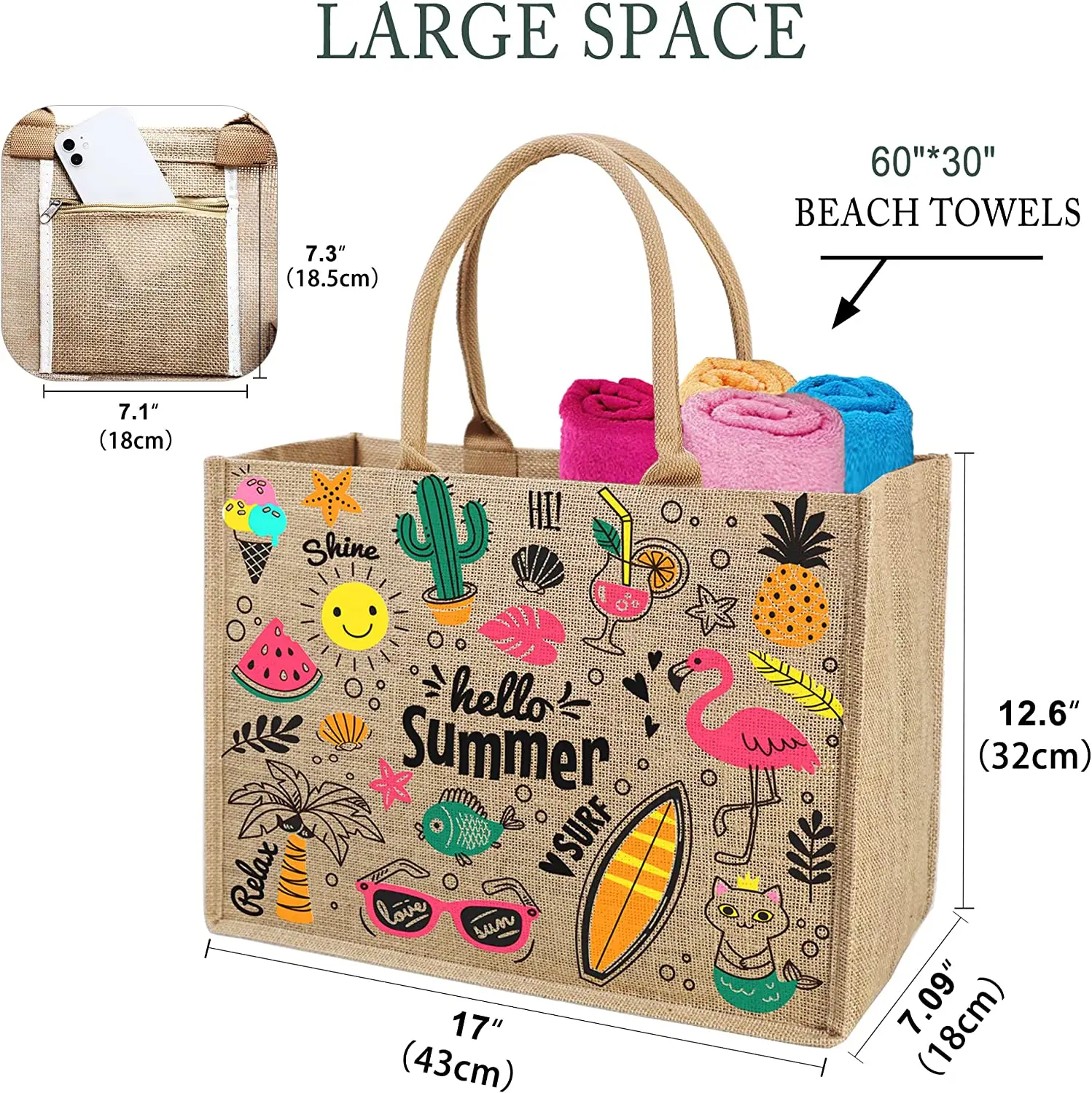 Yeniden baskı merkezi bakkal logo ile yüksek kapasiteli jüt çanta katlanabilir büyük çuval bezi tote çanta jüt