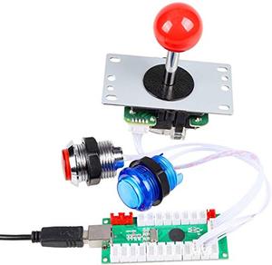 Encoder USB a ritardo Zero per giochi per PC Joystick rosso pulsante illuminato a LED per Joystick Arcade parti del Kit fai da te Mame Raspberry Pi