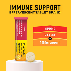 OEM kustom <span class=keywords><strong>Vitamin</strong></span> <span class=keywords><strong>C</strong></span> Effervescent tablet 1000mg dengan D3 seng mangan pribadi Label massal kekebalan tubuh Boost CGMP BRC - Product Image 4